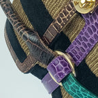 Fendi Handbag Baulot Special Chef Brown Black Purple Green Velour — view 7