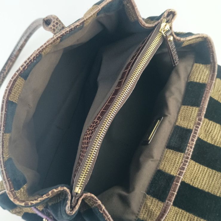 Fendi Handbag Baulot Special Chef Brown Black Purple Green Velour — view 8