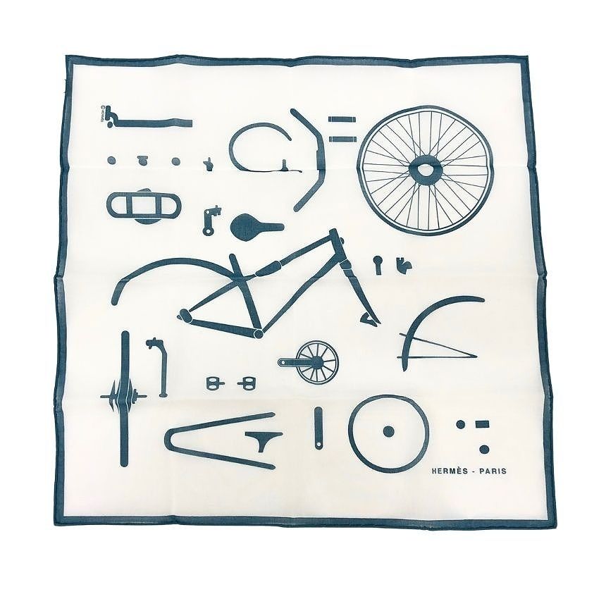 Hermes Handkerchief Cotton Carre 90 Mouchoir Imprime Kit Velo Blanc White