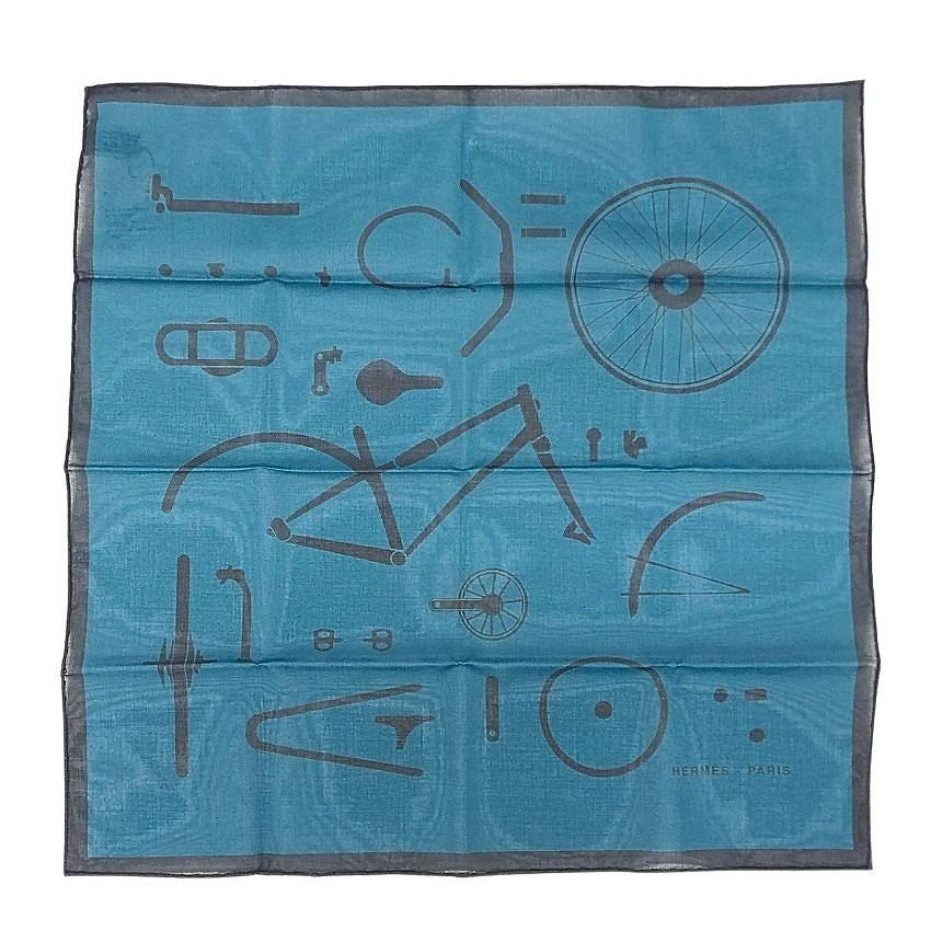 Hermes Handkerchief Cotton Carre Mouchoir Imprime Kit Velo Cobalt Blue Bandana