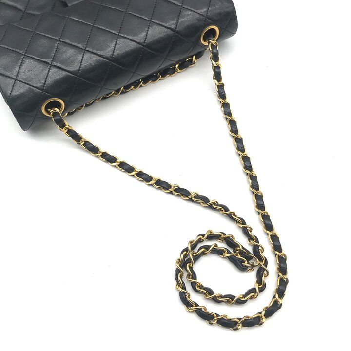 Chanel CC Logo Quilted Lambskin Turnlock Chain Shoulder Bag Black — view 8