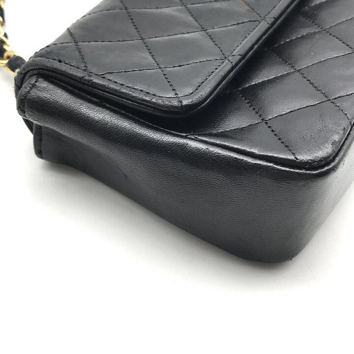 Chanel CC Logo Mini Quilted Lambskin Leather Chain Shoulder Bag Black — view 4