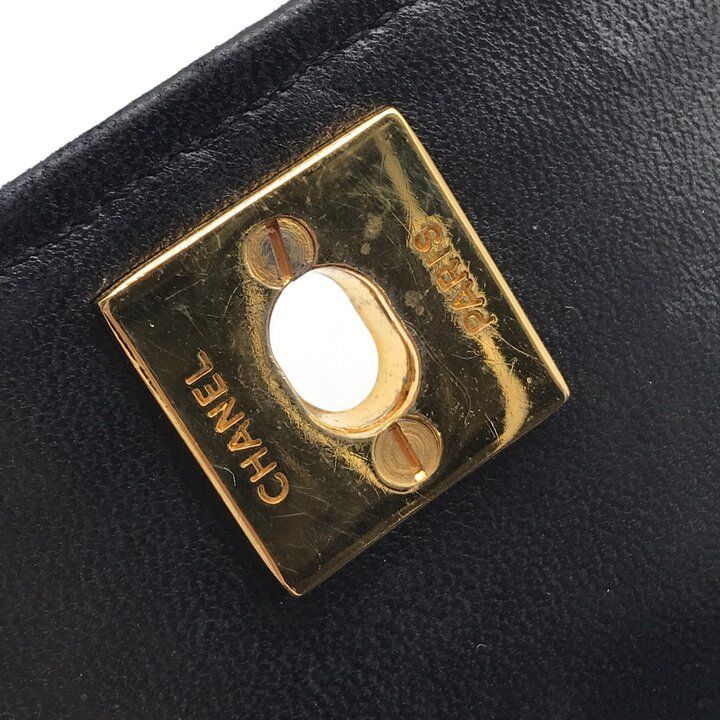 Chanel CC Logo Mini Quilted Lambskin Leather Chain Shoulder Bag Black — view 8