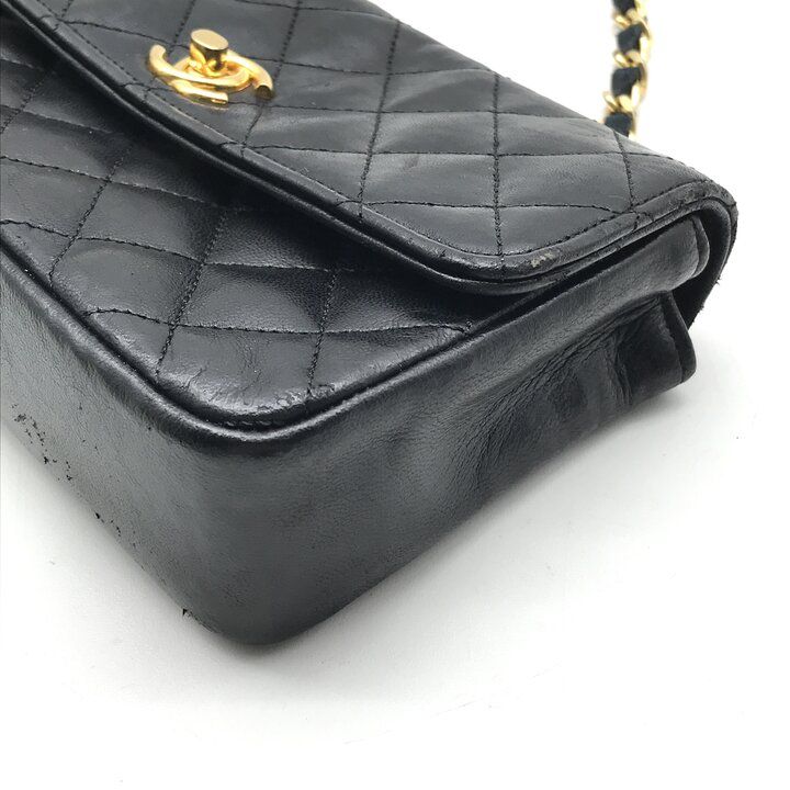 Chanel CC Logo Mini Quilted Lambskin Leather Chain Shoulder Bag Black — view 5