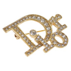 Dior Logo Brooch Metal Rhinestone Gold — view 2