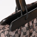 Gucci Handbag Wood Handle GG Canvas Black Pink Brown — view 4