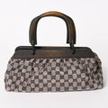 Gucci Handbag Wood Handle GG Canvas Black Pink Brown