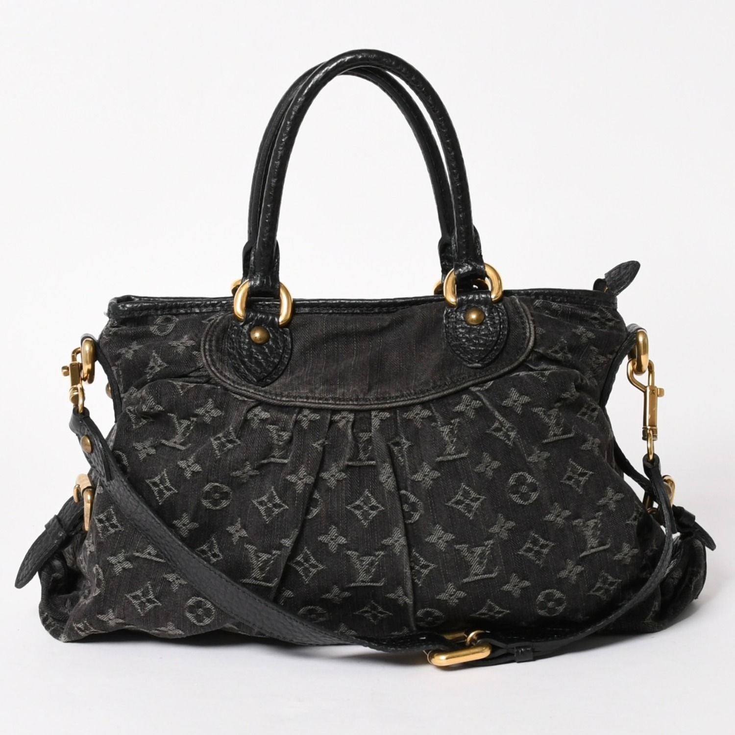 Louis Vuitton Neo Cabby MM 2-Way Bag Monogram Denim Black Gold