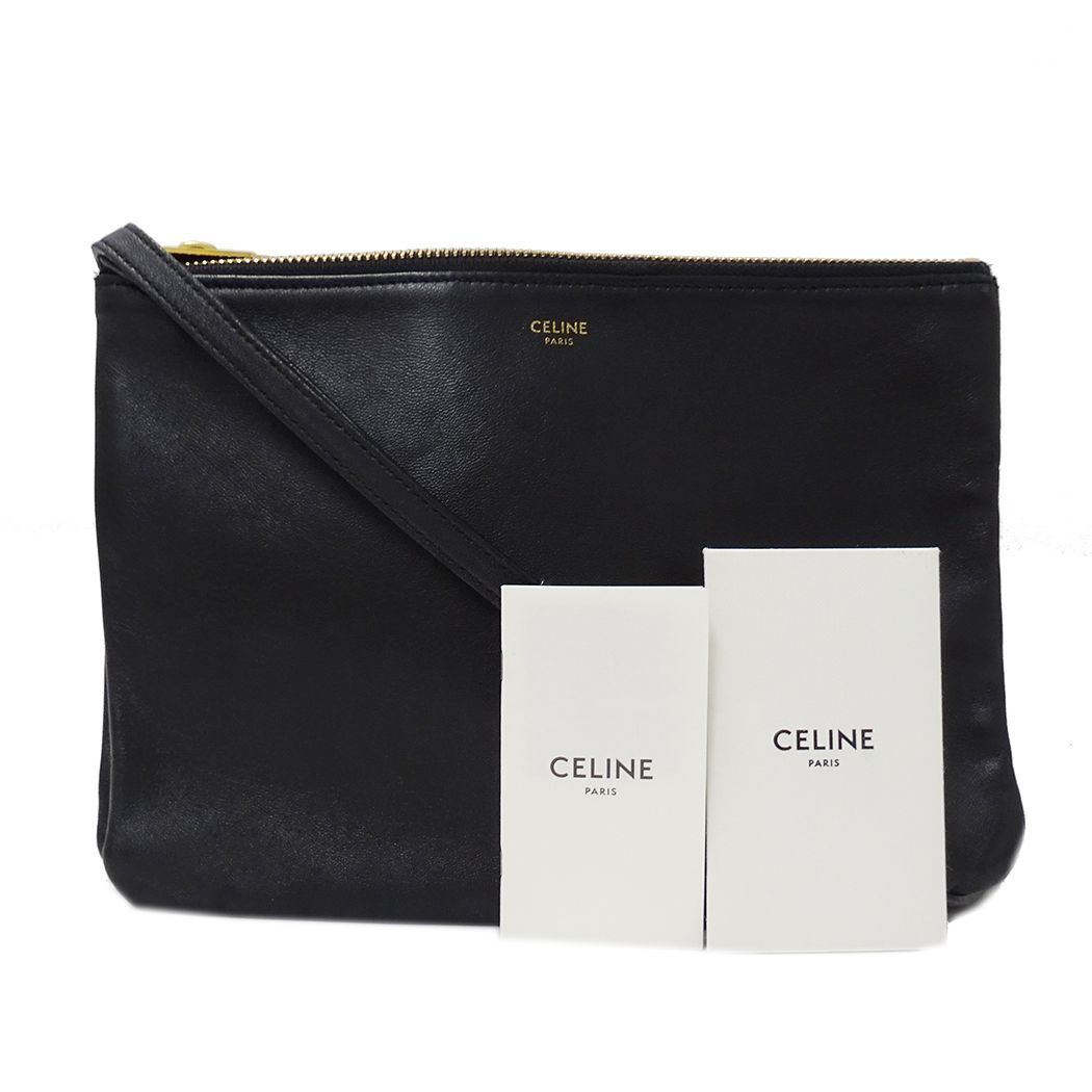 Celine Shoulder Bag Trio Large Leather Black Going Out Adults Simple — view 8
