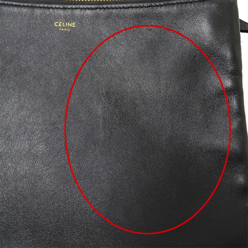 Celine Shoulder Bag Trio Large Leather Black Going Out Adults Simple — view 9