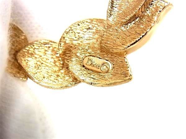 Dior Brooch Leaf Wreath Gold Metal Rhinestone Vintage — view 4