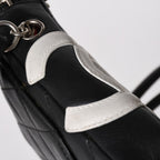 Chanel Mini Cambon Shoulder Bag Medium Pochette Black White Lambskin — view 6