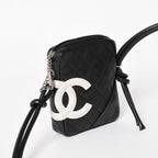 Chanel Mini Cambon Shoulder Bag Medium Pochette Black White Lambskin — view 3