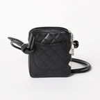 Chanel Mini Cambon Shoulder Bag Medium Pochette Black White Lambskin — view 2