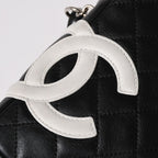 Chanel Mini Cambon Shoulder Bag Medium Pochette Black White Lambskin — view 7