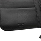 Prada Triangular Plate Bifold Wallet Zip Around Leather Black YM — view 8