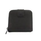 Prada Triangular Plate Bifold Wallet Zip Around Leather Black YM — view 2