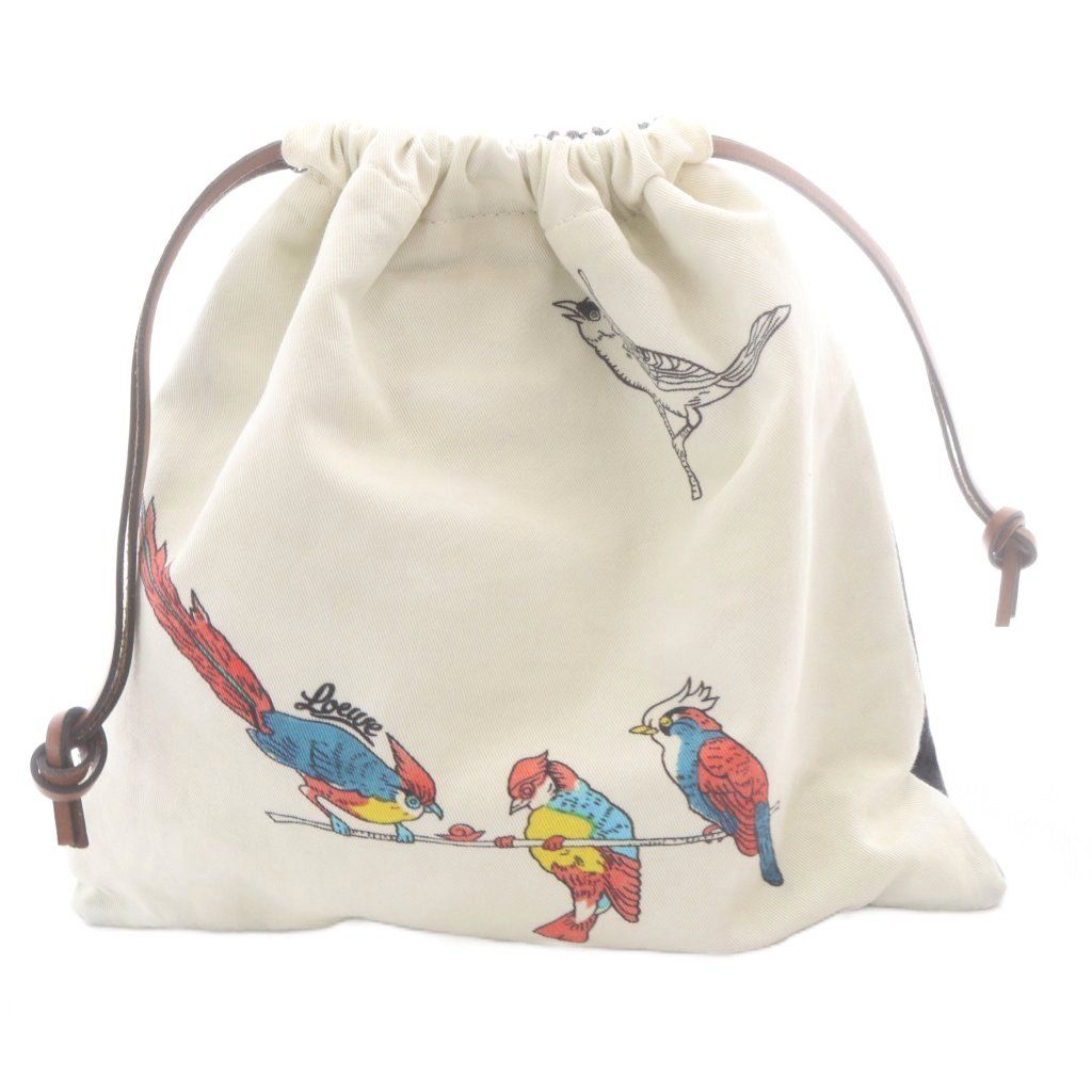 Loewe Paulas Ibiza Drawstring Pouch White Black — view 2