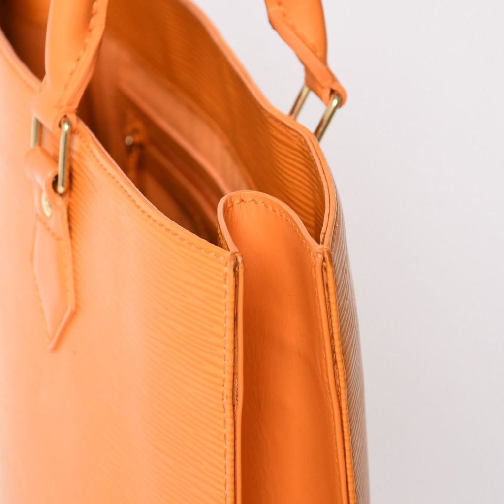 Louis Vuitton Sac Plat GM Tote Bag Business Square Shape Epi Leather Orange Gold — view 6