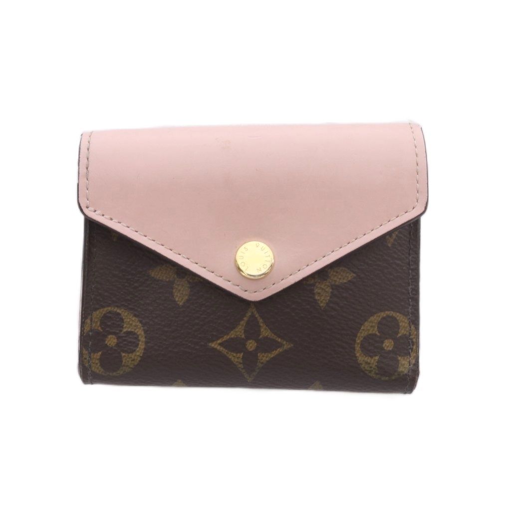 Louis Vuitton Portefeuille Zoe Trifold Wallet Brown Pink Snap Button Closure