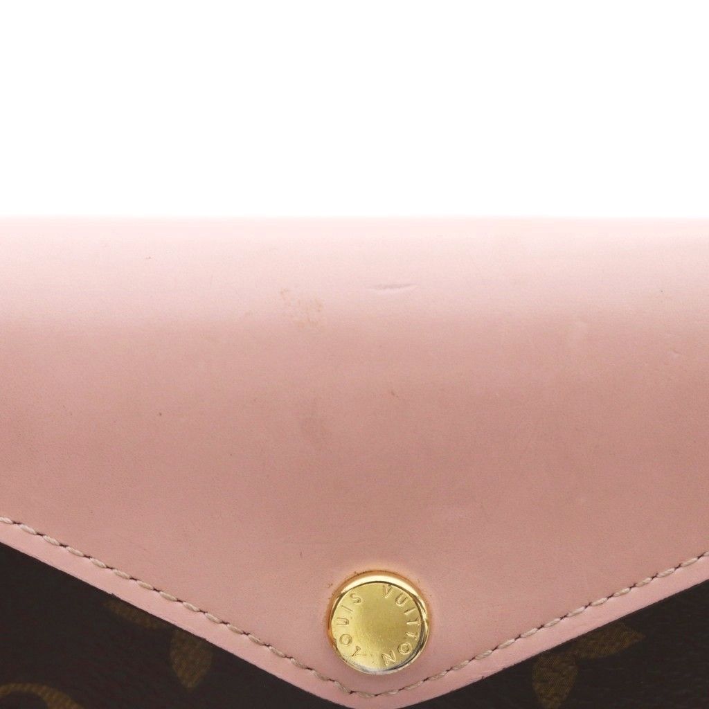 Louis Vuitton Portefeuille Zoe Trifold Wallet Brown Pink Snap Button Closure — view 8