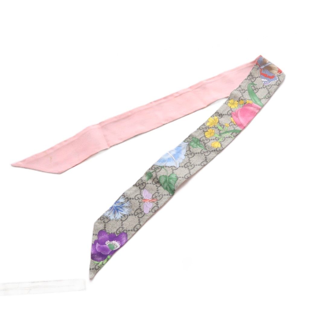 Gucci Scarf Neck Bow GG Flora Beige Pink — view 5