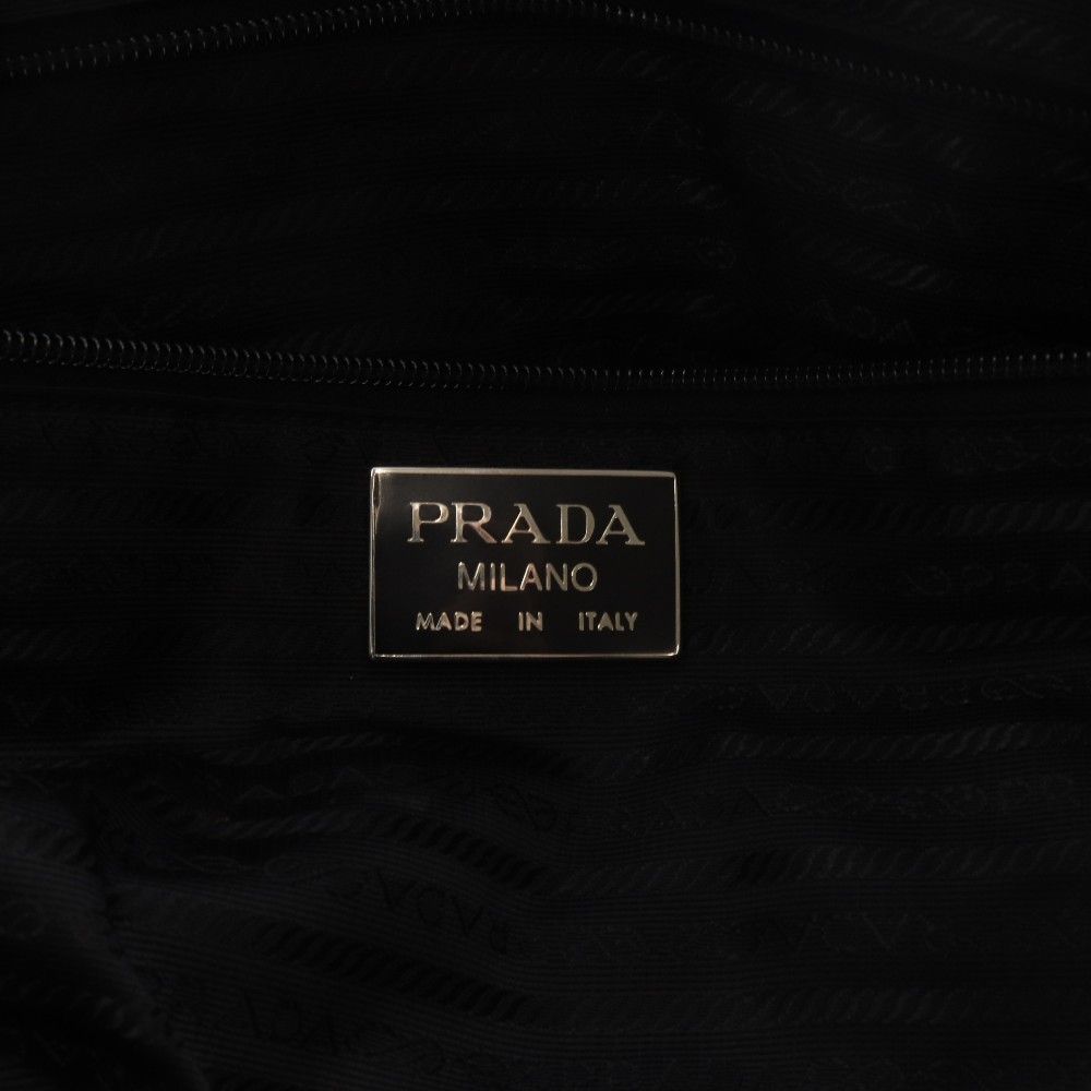 Prada Tessuto Plate Boston Bag Black — view 8