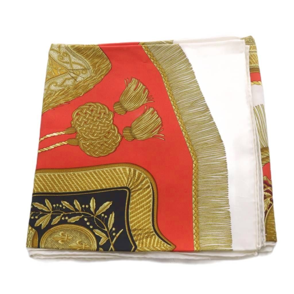 Hermes Scarf Carre 90 Poste Et Cavalerie Silk Red White — view 4
