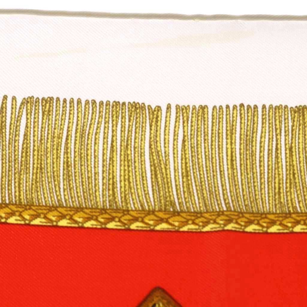 Hermes Scarf Carre 90 Poste Et Cavalerie Silk Red White — view 9
