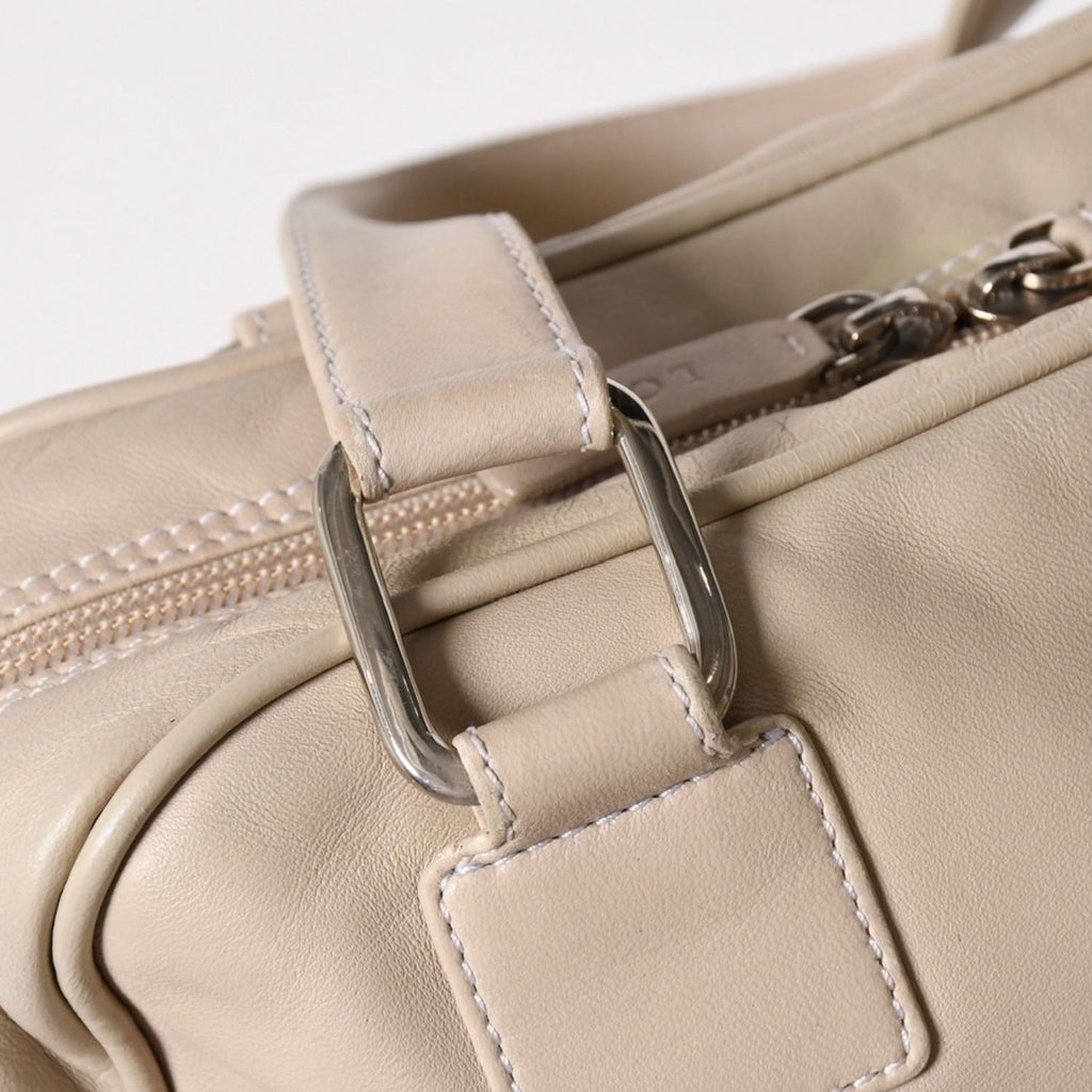 Loewe Anagram Tote Bag Side Pocket Leather Ivory Silver — view 6