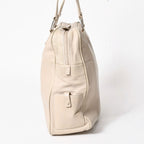 Loewe Anagram Tote Bag Side Pocket Leather Ivory Silver — view 3