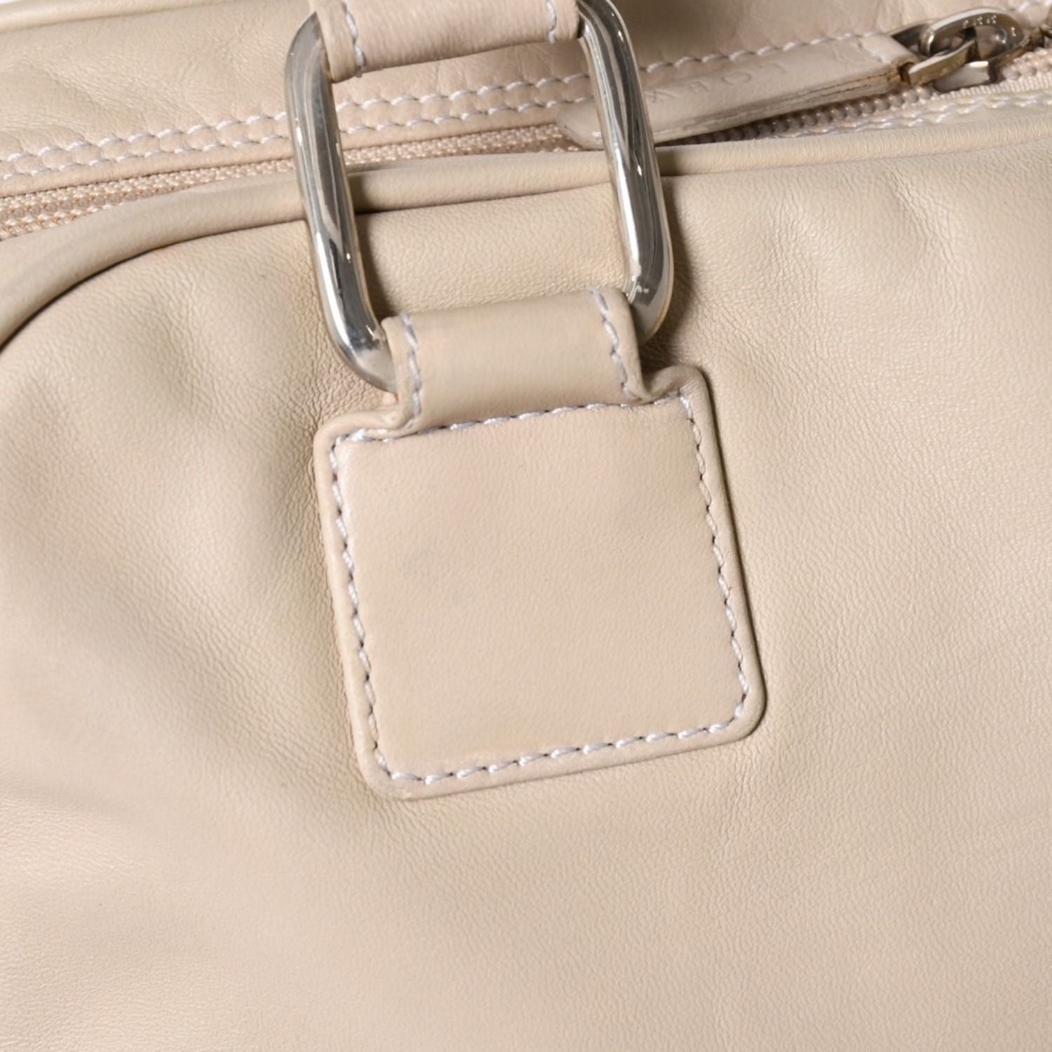 Loewe Anagram Tote Bag Side Pocket Leather Ivory Silver — view 5