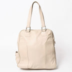 Loewe Anagram Tote Bag Side Pocket Leather Ivory Silver — view 2