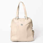 Loewe Anagram Tote Bag Side Pocket Leather Ivory Silver