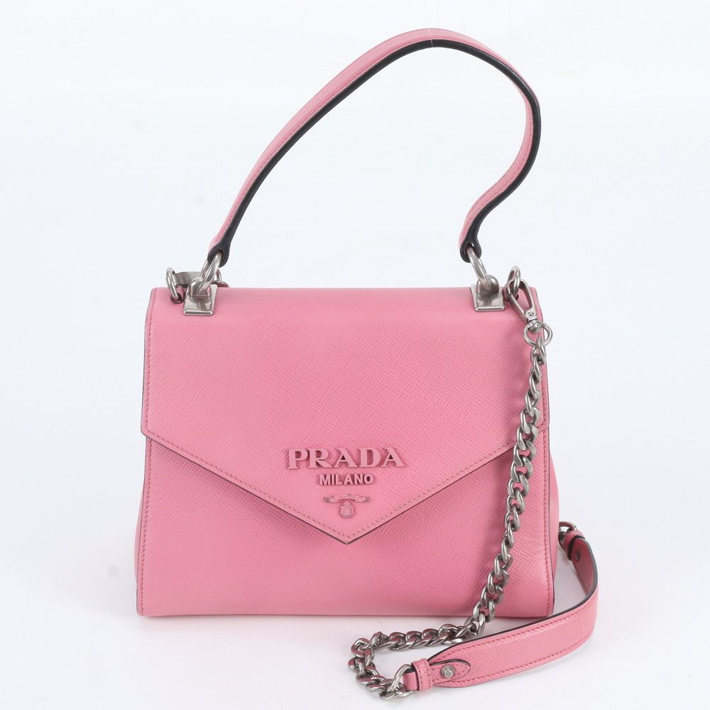 Prada Saffiano Leather 2-Way Chain Shoulder Bag Crossbody Tote