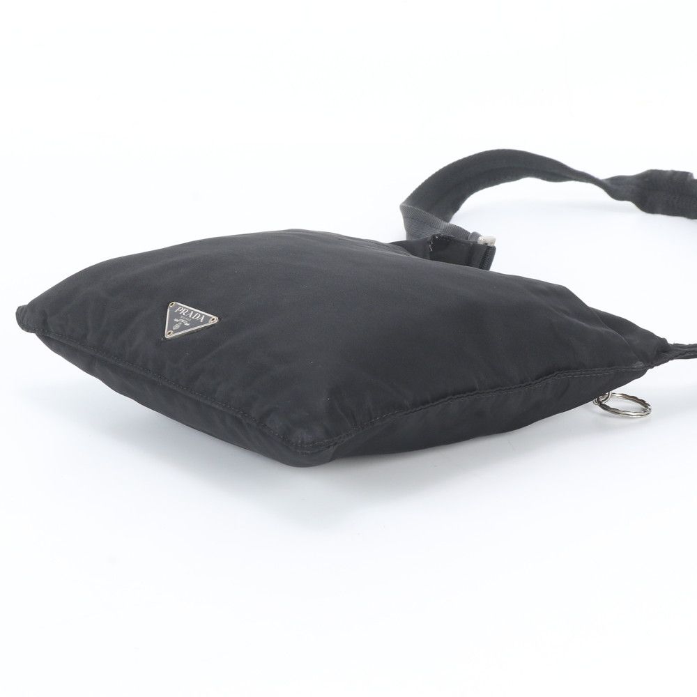 Prada White Tessuto Nylon Triangle Logo Leather Shoulder Bag Crossbody Messenger — view 4