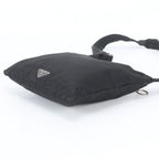 Prada White Tessuto Nylon Triangle Logo Leather Shoulder Bag Crossbody Messenger — view 4