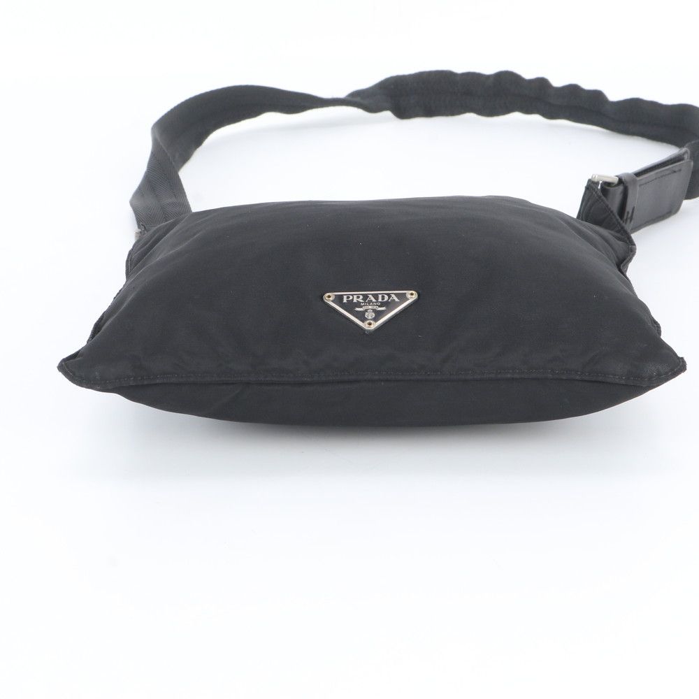 Prada White Tessuto Nylon Triangle Logo Leather Shoulder Bag Crossbody Messenger — view 6