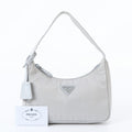 Prada White Tag Tessuto Nylon Triangle Logo Leather Shoulder Bag