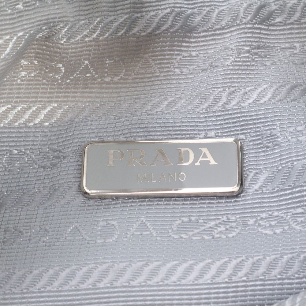 Prada White Tag Tessuto Nylon Triangle Logo Leather Shoulder Bag — view 8