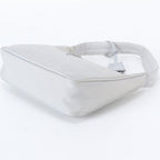 Prada White Tag Tessuto Nylon Triangle Logo Leather Shoulder Bag — view 4