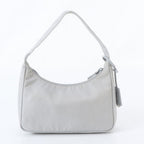 Prada White Tag Tessuto Nylon Triangle Logo Leather Shoulder Bag — view 3