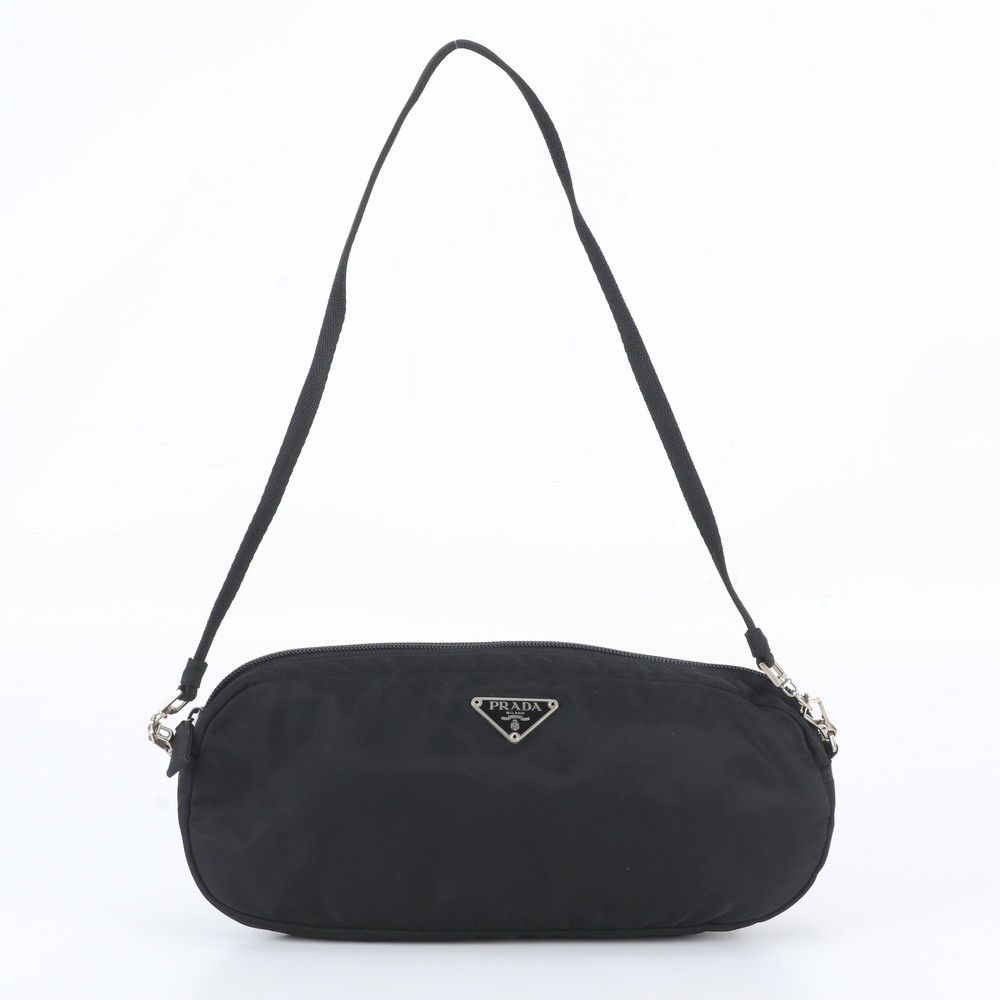 Prada White Tessuto Nylon Triangle Logo Shoulder Bag Po