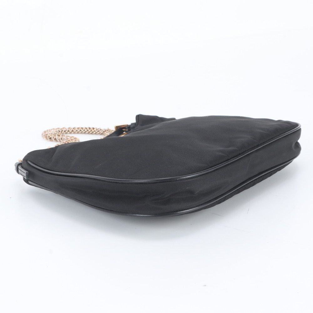 Prada White Tessuto Nylon Triangle Logo Leather Shoulder Bag — view 5