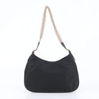 Prada White Tessuto Nylon Triangle Logo Leather Shoulder Bag — view 3