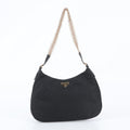 Prada White Tessuto Nylon Triangle Logo Leather Shoulder Bag