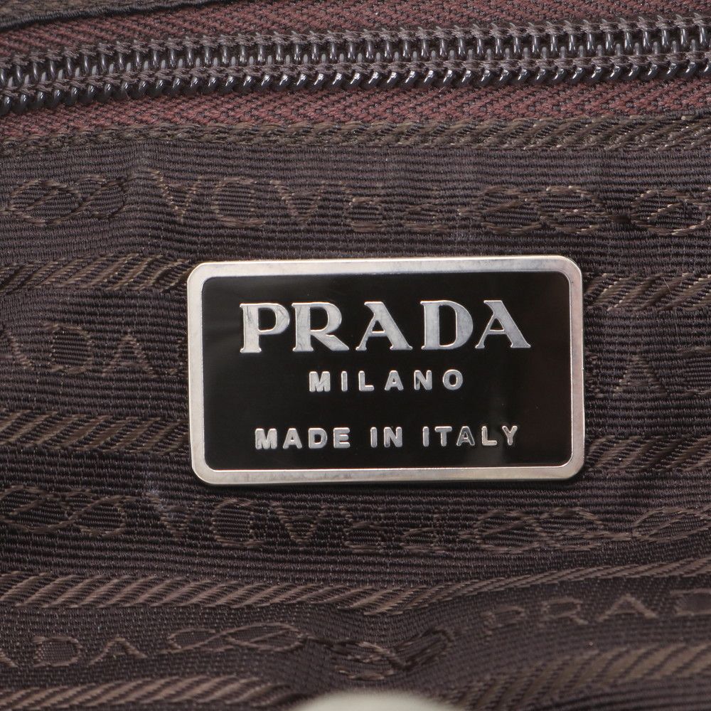 Prada White Tessuto Nylon Triangle Logo Leather Backpack — view 8