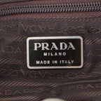 Prada White Tessuto Nylon Triangle Logo Leather Backpack — view 8