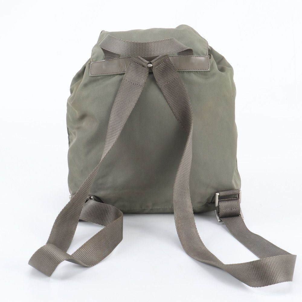 Prada White Tessuto Nylon Triangle Logo Leather Backpack — view 3