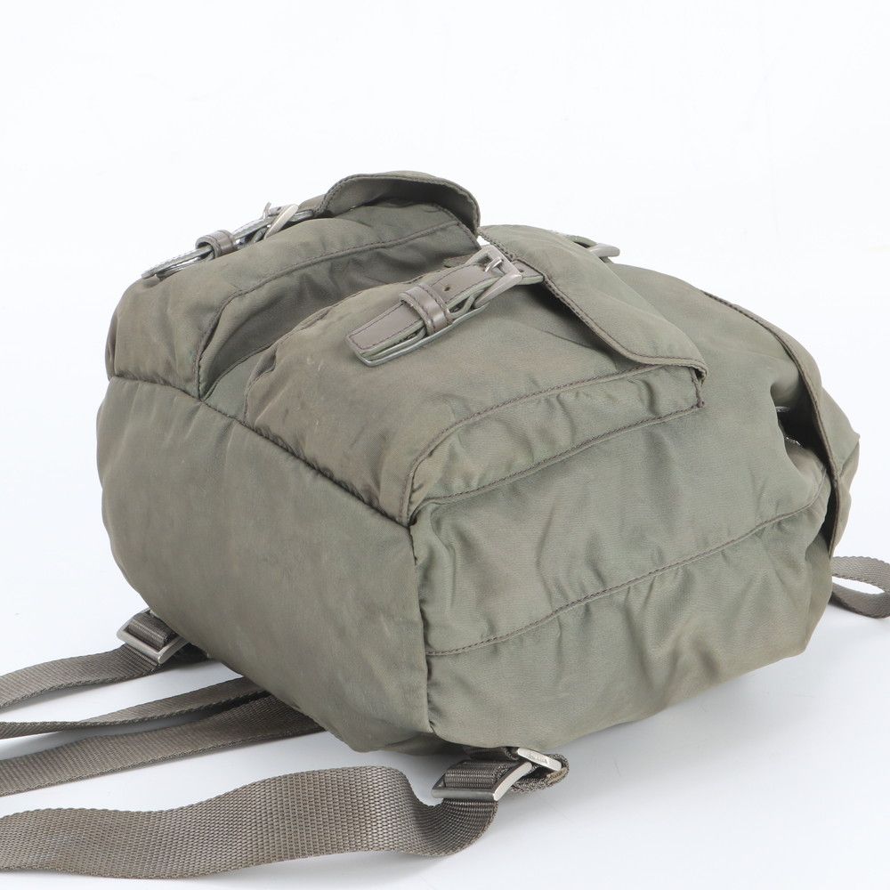 Prada White Tessuto Nylon Triangle Logo Leather Backpack — view 4